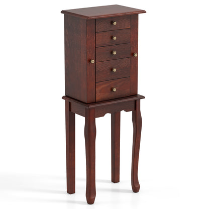 2 Colors Armoire Storage Standing Jewelry Cabinet with Mirror-Brown - Brown