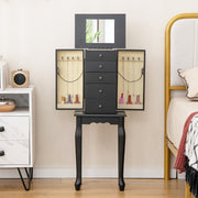 2 Colors Armoire Storage Standing Jewelry Cabinet with Mirror-Black