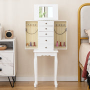 2 Colors Armoire Storage Standing Jewelry Cabinet with Mirror-White