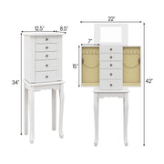 2 Colors Armoire Storage Standing Jewelry Cabinet with Mirror-White