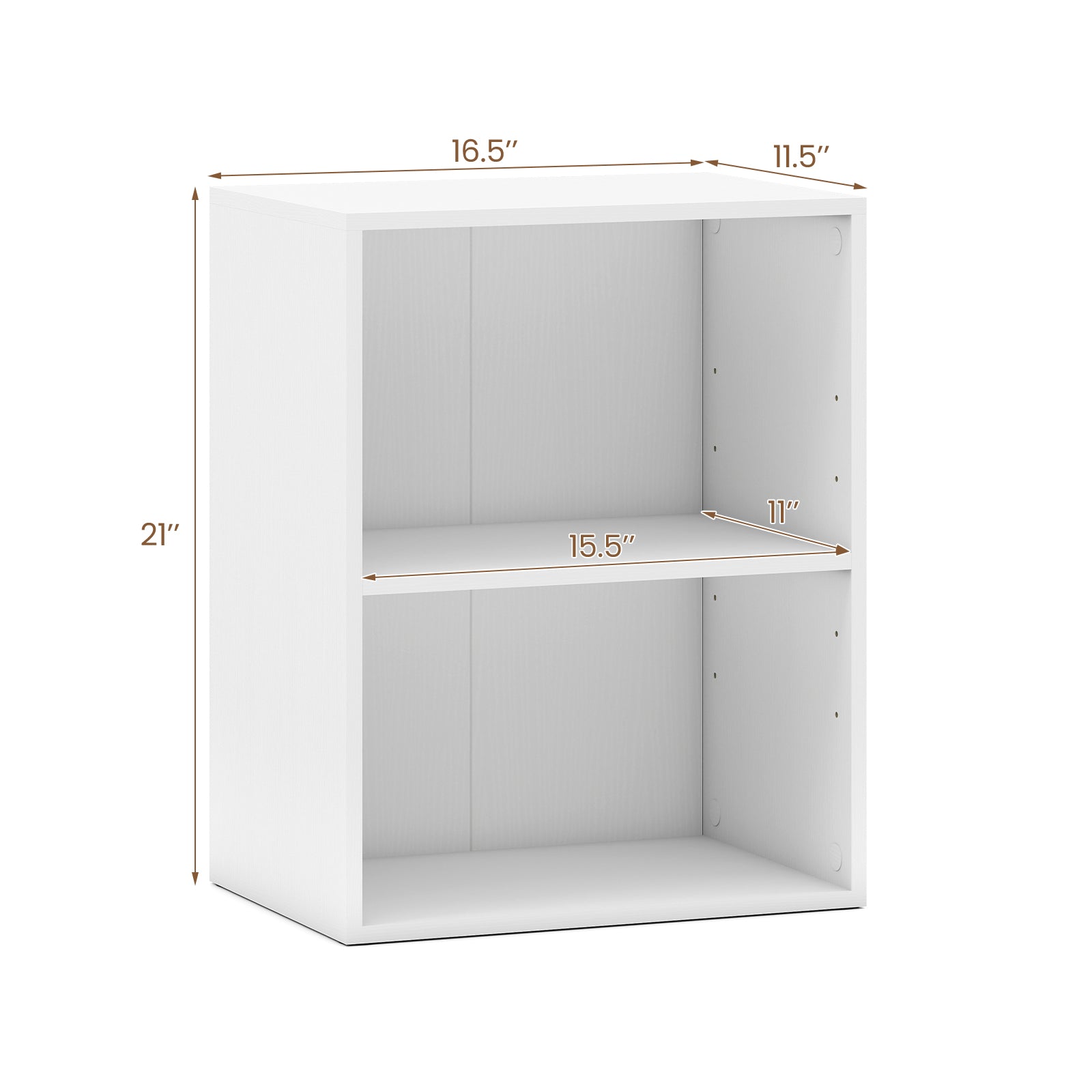 2-Cube Bookcase Floor Standing Open Bookshelf with 5-Position Adjustable Shelf-White