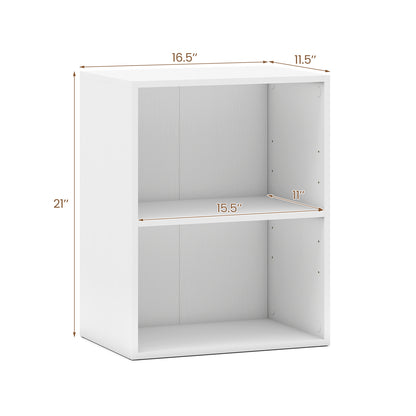 2-Cube Bookcase Floor Standing Open Bookshelf with 5-Position Adjustable Shelf-White