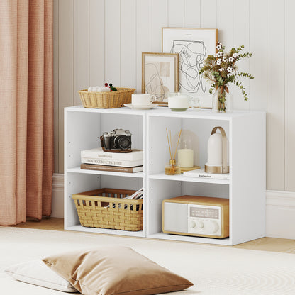 2-Cube Bookcase Floor Standing Open Bookshelf with 5-Position Adjustable Shelf-White