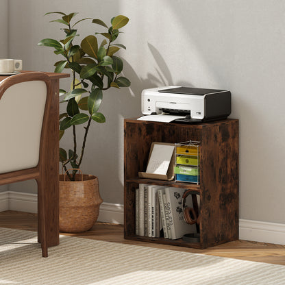 2-Cube Bookcase Floor Standing Open Bookshelf with 5-Position Adjustable Shelf-Brown