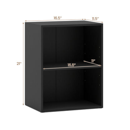 2-Cube Bookcase Floor Standing Open Bookshelf with 5-Position Adjustable Shelf-Black