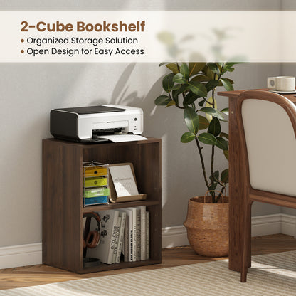 2-Cube Bookshelf with Adjustable Shelf - Dark Walnut