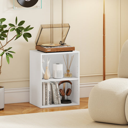 2-Cube Bookcase Set of 2 Floor Standing Open Bookshelf w/ 5-Position Adjustable Shelf-White