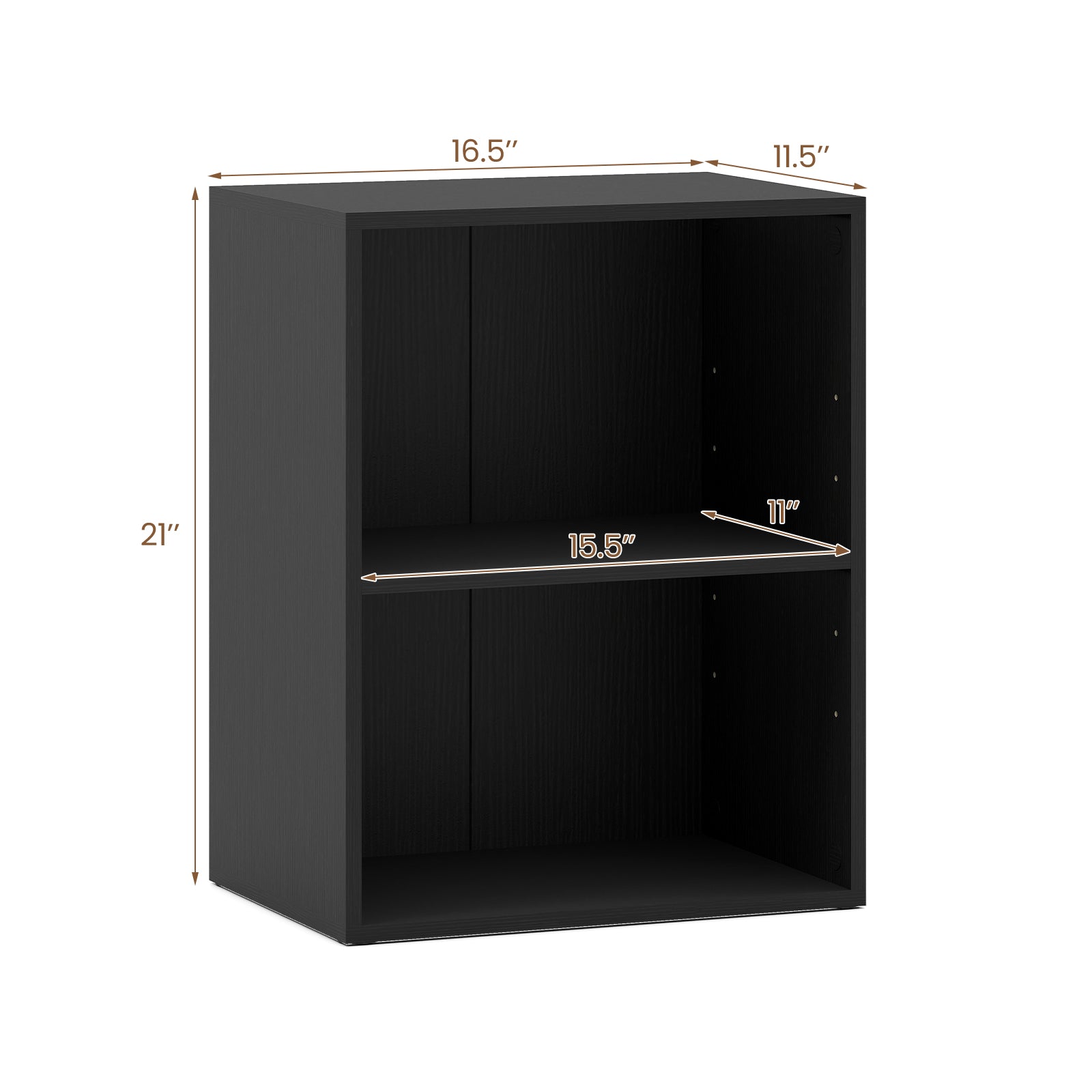 2-Cube Bookcase Set of 2 Floor Standing Open Bookshelf w/ 5-Position Adjustable Shelf-Black