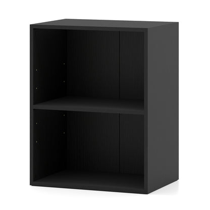 2-Cube Bookcase Set of 2 Floor Standing Open Bookshelf w/ 5-Position Adjustable Shelf-Black