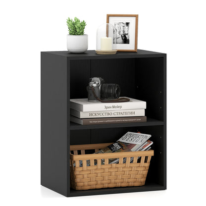 2-Cube Bookcase Set of 2 Floor Standing Open Bookshelf w/ 5-Position Adjustable Shelf-Black