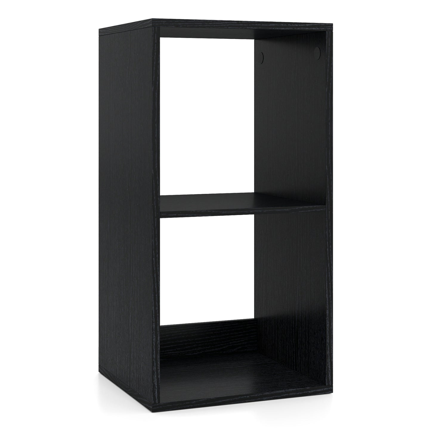 2 Cube Bookshelf with Back Guardrail for Living Room Bedroom-Black - Black