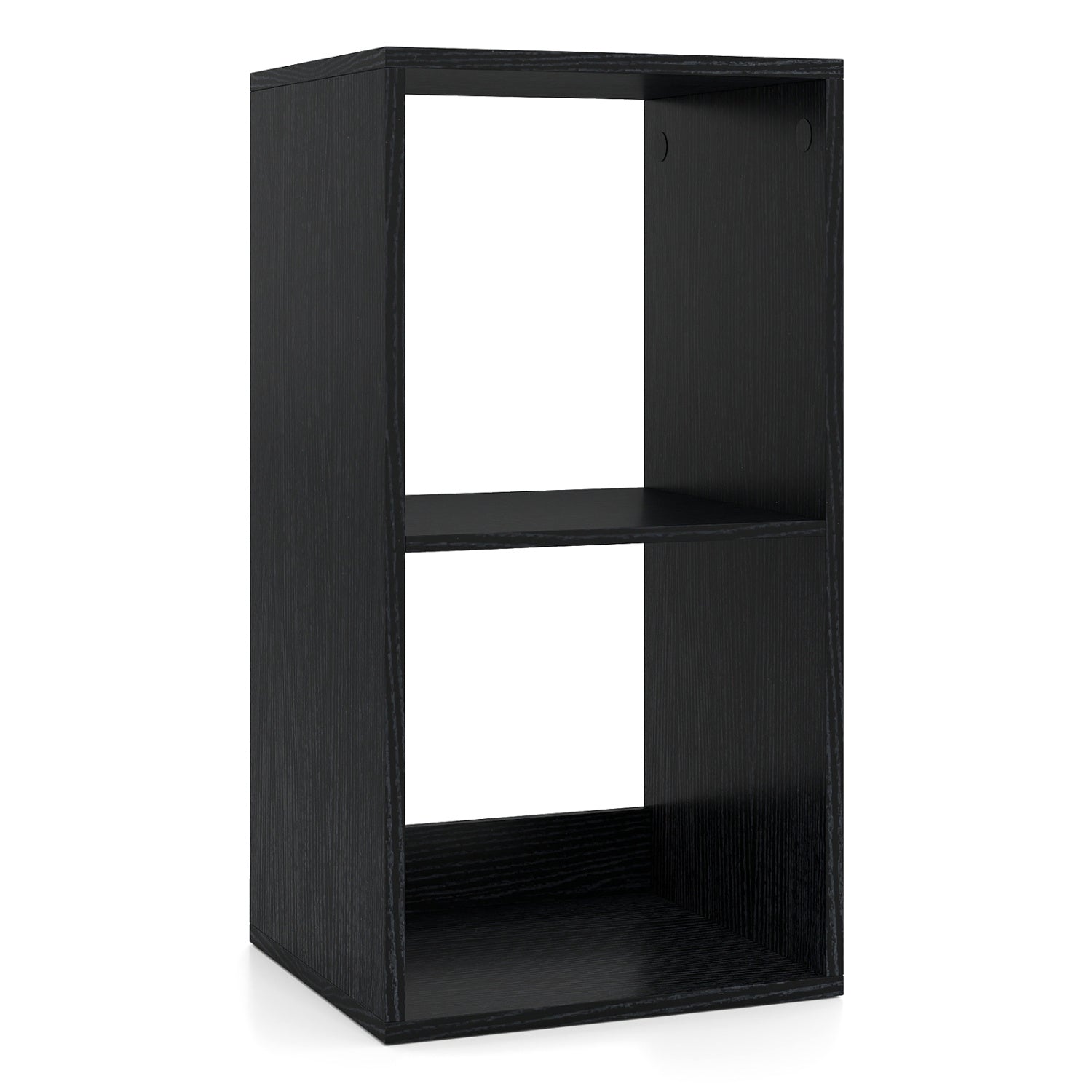 2 Cube Bookshelf with Back Guardrail for Living Room Bedroom-Black - Black