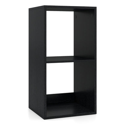 2 Cube Bookshelf with Back Guardrail for Living Room Bedroom-Black - Black