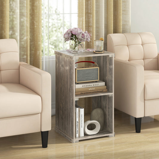 2-Cube Storage Shelf with Open Back and 3-Tier Shelf-Light Brown