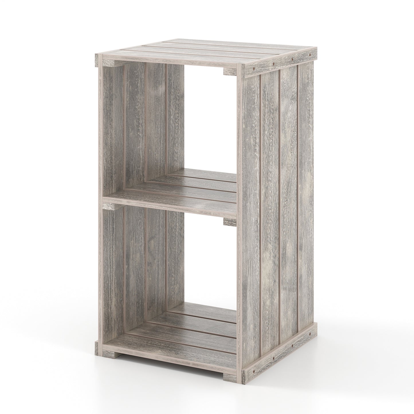 2-Cube Storage Shelf with Open Back and 3-Tier Shelf-Light Brown