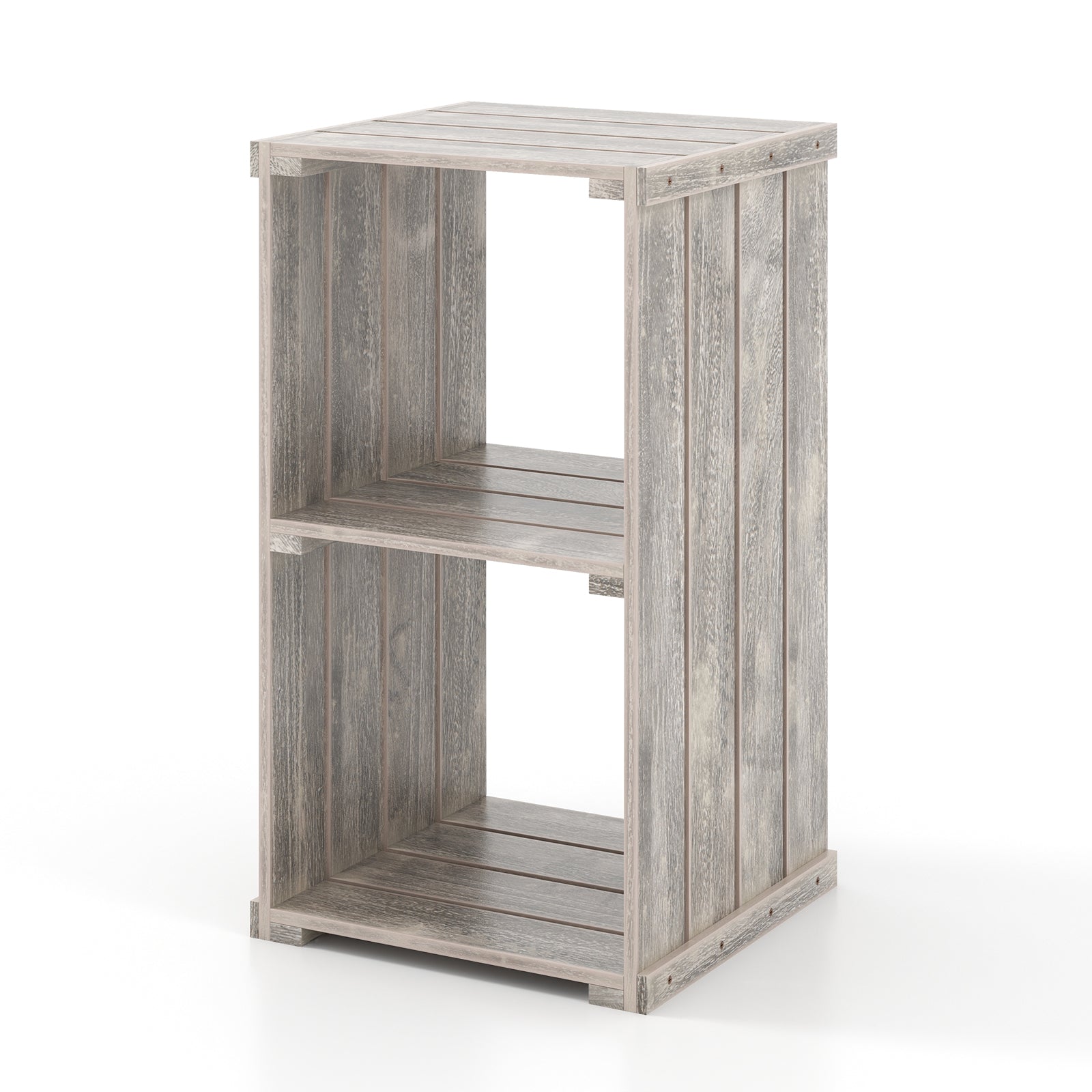 2-Cube Storage Shelf with Open Back and 3-Tier Shelf-Light Brown