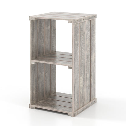 2-Cube Storage Shelf with Open Back and 3-Tier Shelf-Light Brown