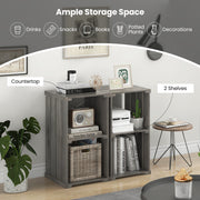 2-Cube Storage Shelf with Open Back and 3-Tier Shelf-Light Gray