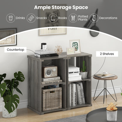 2-Cube Storage Shelf with Open Back and 3-Tier Shelf-Light Gray