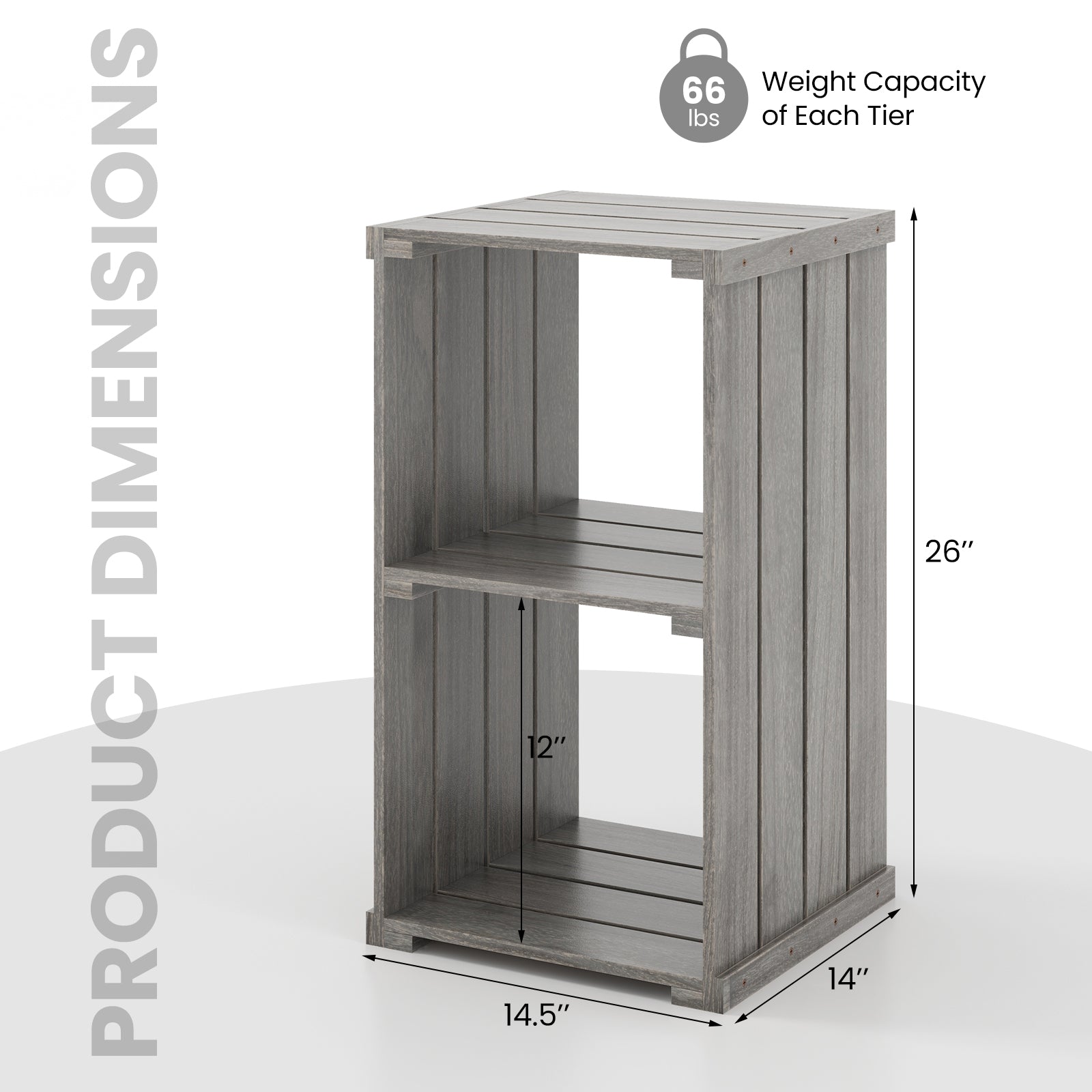 2-Cube Storage Shelf with Open Back and 3-Tier Shelf-Light Gray