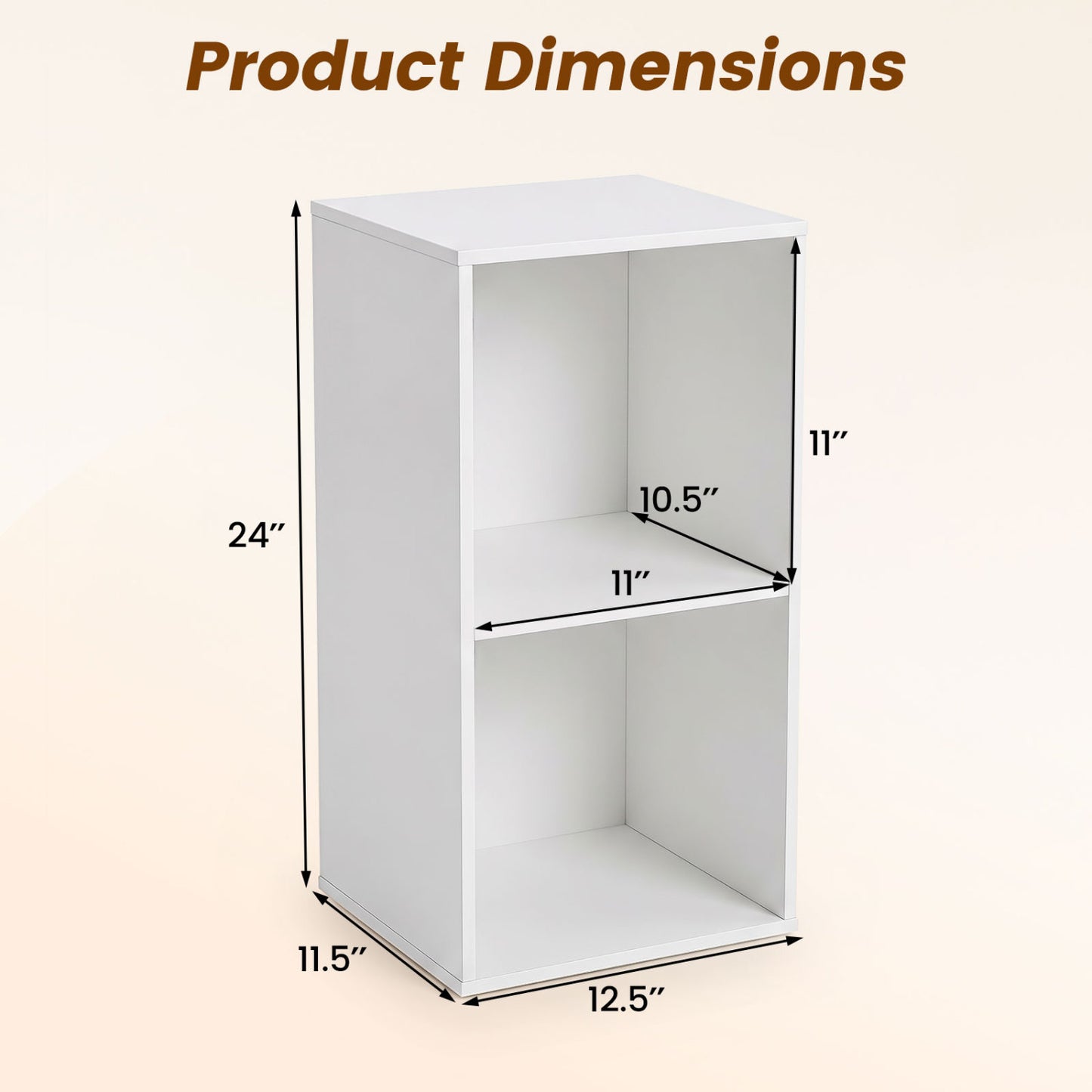 2-Cube Bookshelf with Anti-Tipping Kit - White