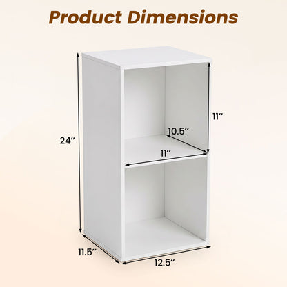 2-Cube Bookshelf with Anti-Tipping Kit - White
