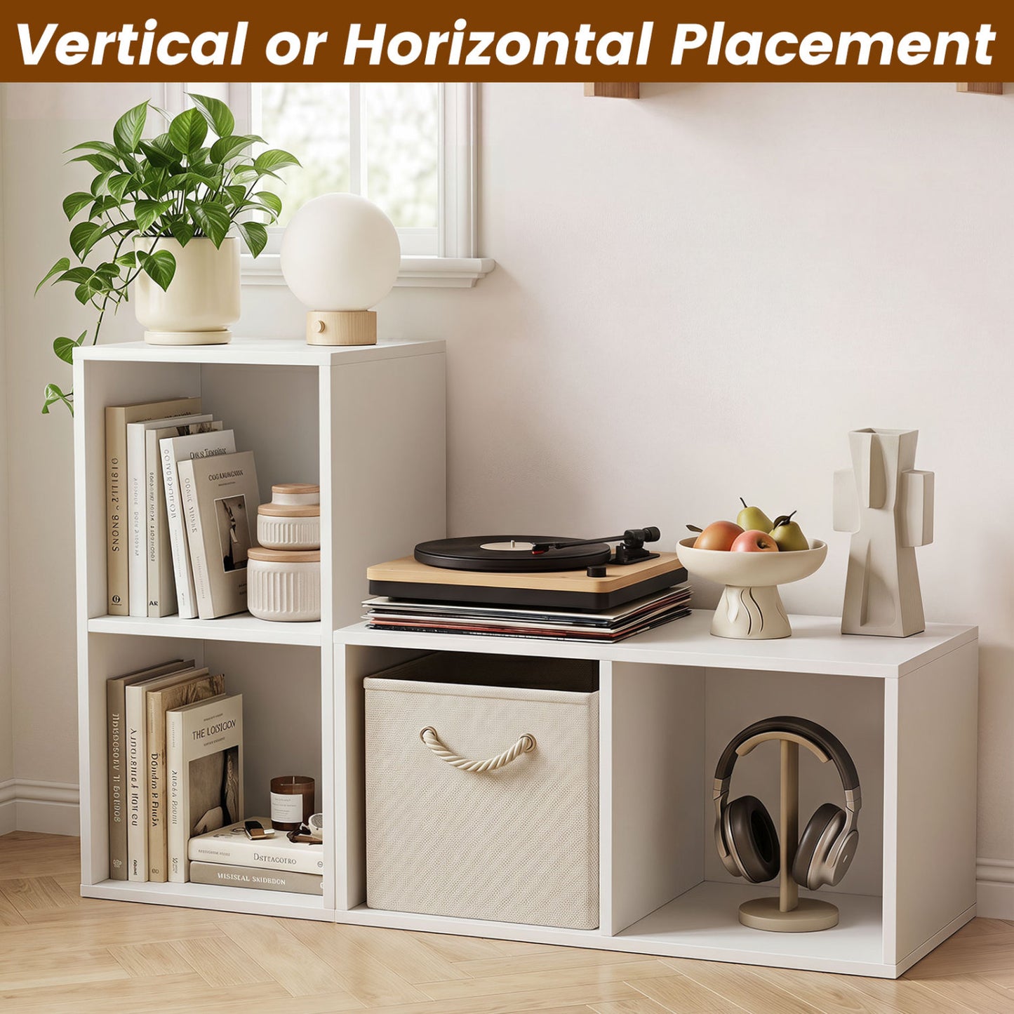 2-Cube Bookshelf with Anti-Tipping Kit - White