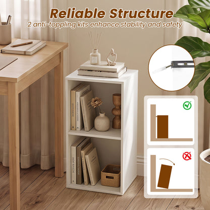 2-Cube Bookshelf with Anti-Tipping Kit - White