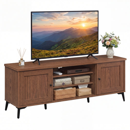 2-Door TV Stand for TVs up to 65 Inch Mid Century Modern Entertainment Center