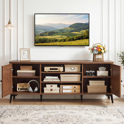 2-Door TV Stand for TVs up to 65 Inch Mid Century Modern Entertainment Center