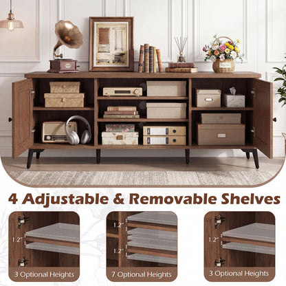 2-Door TV Stand for TVs up to 65 Inch Mid Century Modern Entertainment Center