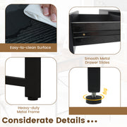 2-Drawer Home Office Desk with Steel Frame-Black