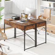 2-Drawer Home Office Desk with Steel Frame-Brown