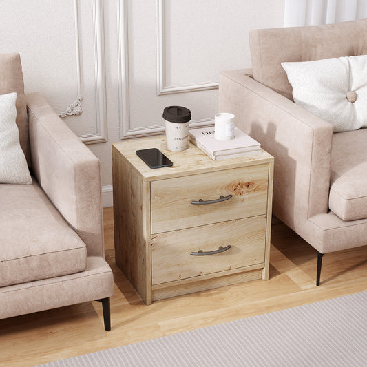 2 Drawer Nightstand with Storage for Living Room