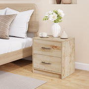 2 Drawer Nightstand with Storage for Living Room-Oak