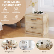 2 Drawer Nightstand with Storage for Living Room-Oak