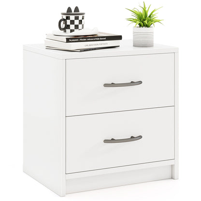 2 Drawer Nightstand with Storage for Living Room-White - White