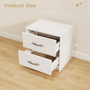2 Drawer Nightstand with Storage for Living Room-White