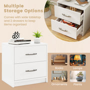 2 Drawer Nightstand with Storage for Living Room-White