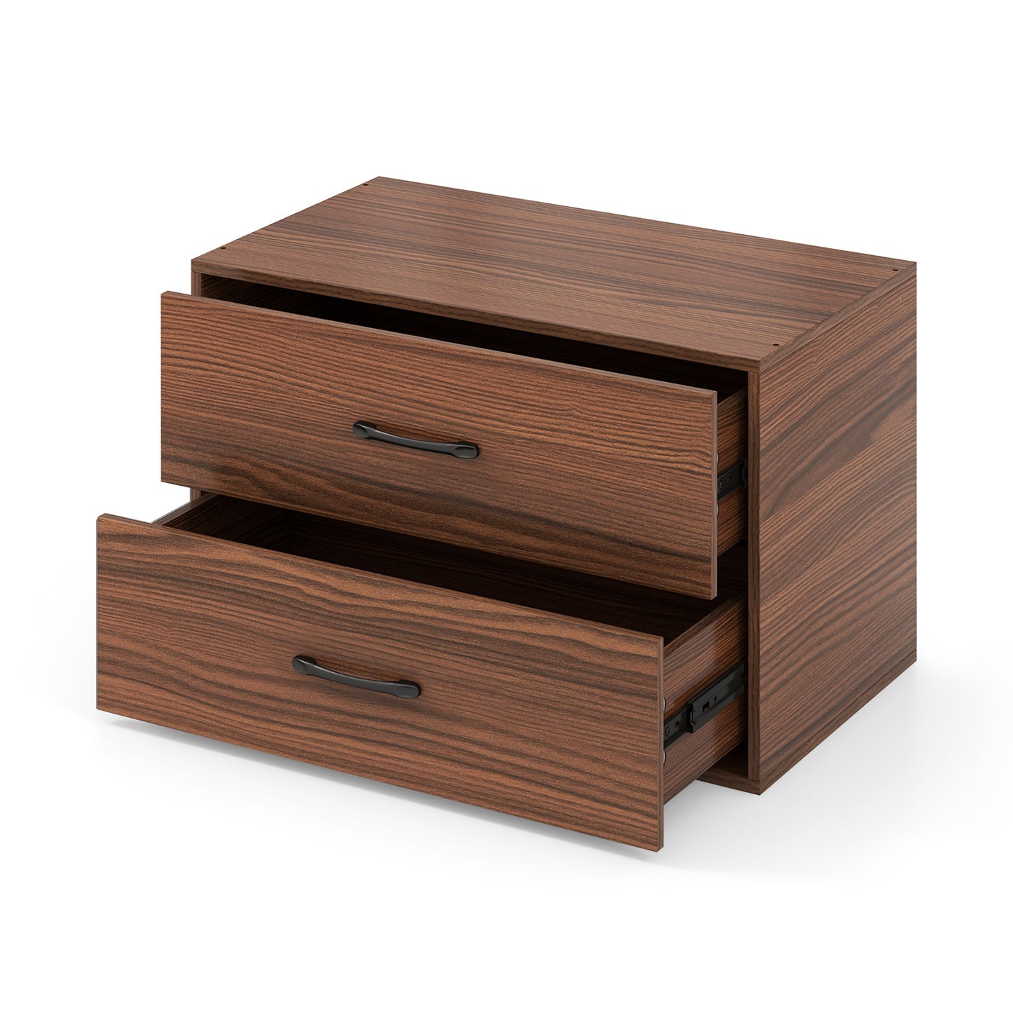 2-Drawer Stackable Horizontal Storage Cabinet Dresser Chest with Handles-Espresso - Espresso