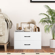 2-Drawer Stackable Horizontal Storage Cabinet Dresser Chest with Handles-White