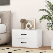 2-Drawer Stackable Horizontal Storage Cabinet Dresser Chest with Handles-White