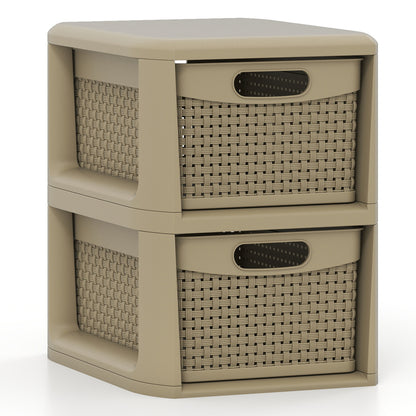 2-Drawer Storage Organizer with Wicker Patterns