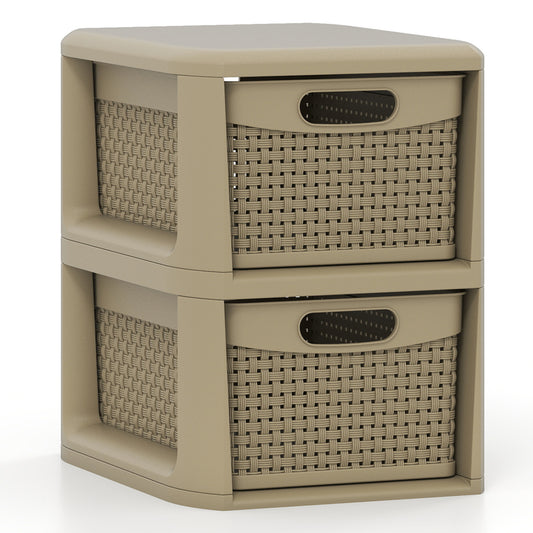 2-Drawer Storage Organizer with Wicker Patterns