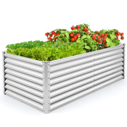 6 x 3 x 2 Feet Metal Rectangular Raised Garden Bed with Open Bottom Design-Silver - Silver