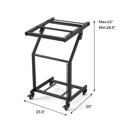 2 Layer Professional Audio Rack Mount with Adjustable Crossbars