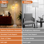 2 Light Tree Trunk Lamps with Wicker Shade-White