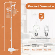 2 Light Tree Trunk Lamps with Wicker Shade-White