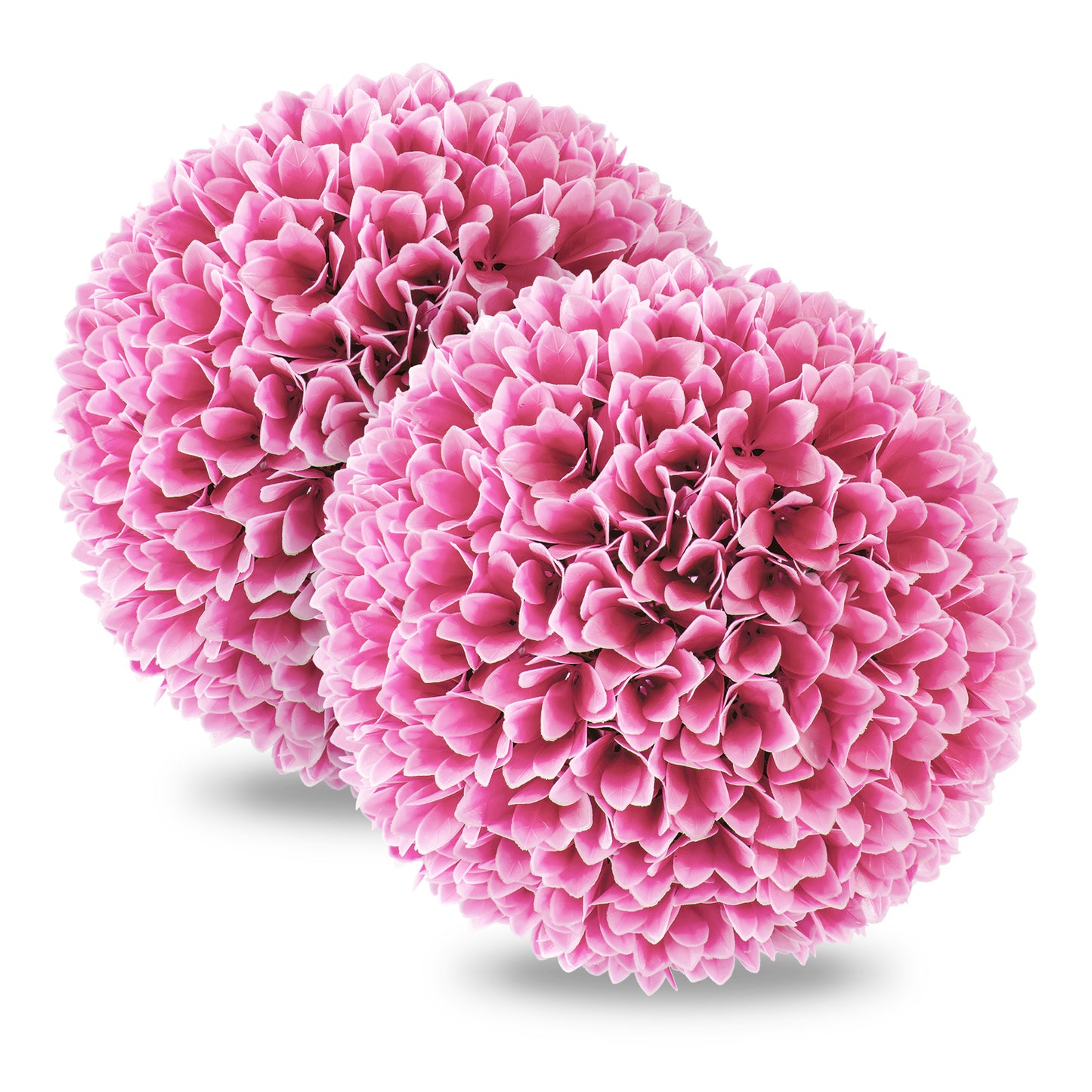 2 Pieces Artificial Plant Topiary Balls Faux Boxwood Decorative Balls-Pink - Pink