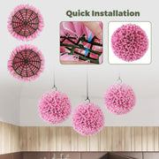 2 Pieces Artificial Plant Topiary Balls Faux Boxwood Decorative Balls-Pink